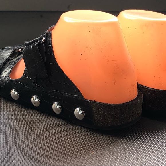 Sam & Libby Black Leather with Studs Buckle Sandals Size 8 - Picture 8 of 13